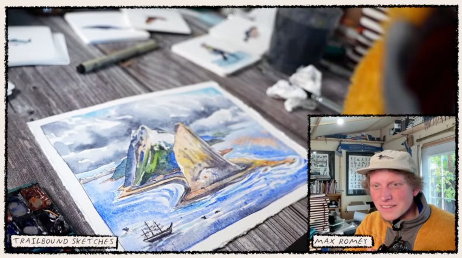 Max Romey painting the Wavertree off Kayak Island, Alaska, during the livestream